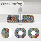 Kitchen Sink Splash Guard，Colorful Mexican tile Faucet Mat Sink Gadgets-Super - Image 5