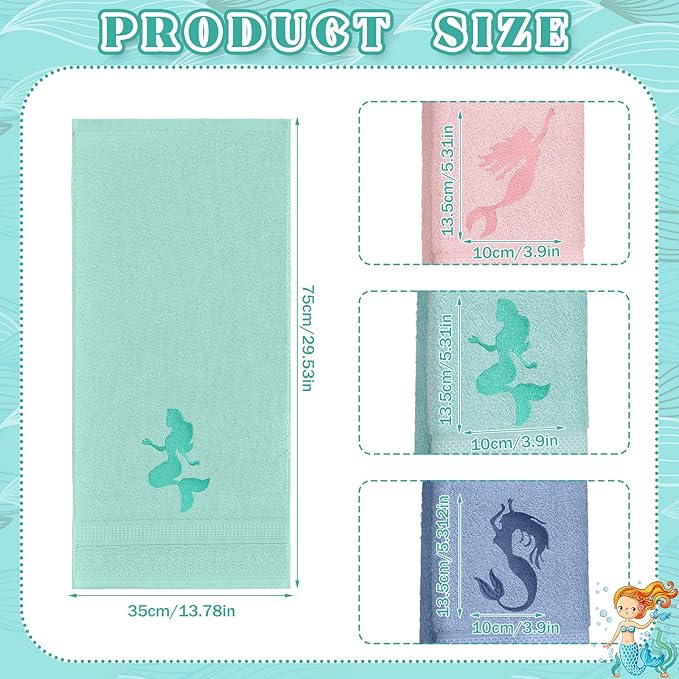 3 Pack Coastal Mermaid Hand Towels - Image 2