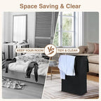 Slim Laundry Basket with Lid and Handles, Foldable Laundry Basket - Image 3