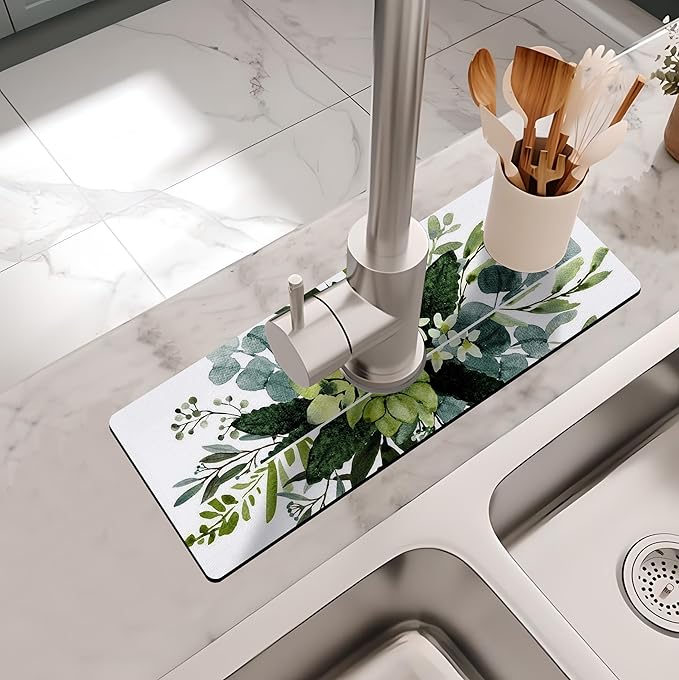 Kitchen Sink Splash Guard Faucet Mat -1 PC Super Absorbent Fast Drying Mat Sink - Image 2