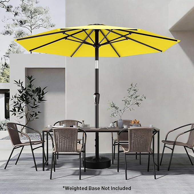 AreShark 9 FT Patio Umbrella for Outdoor, Outdoor Table Umbrella with Push Button Tilt and Crank, Outdoor Patio Umbrellas with 8 Sturdy Ribs for Market, Garden, Pool (Yellow) - Image 6
