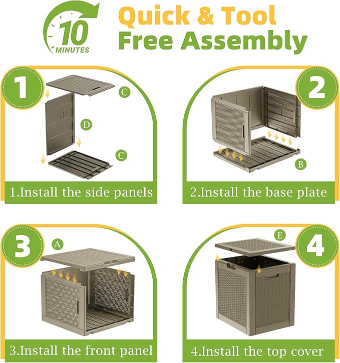 31 Gallon Outdoor Storage Box Weather Resistant UV Protection Waterproof Resin Deck Box for Garden, Patio, Porch, Delivery(Rattan Beige) - Image 7