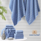 Casa Platino 100% Cotton Bathroom Towels Set – 24 Pc Family Pack – Soft & - Image 6