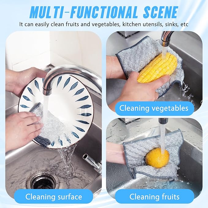 8 PCS Four-Layer Non-Scratch Multipurpose Steel Wire Dishcloths - Image 5