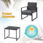 Flamaker 3 Pieces Patio Set Outdoor Wicker Furniture Modern Bistro Rattan Chair Conversation Sets with Coffee Table for Yard (Grey) - Image 6