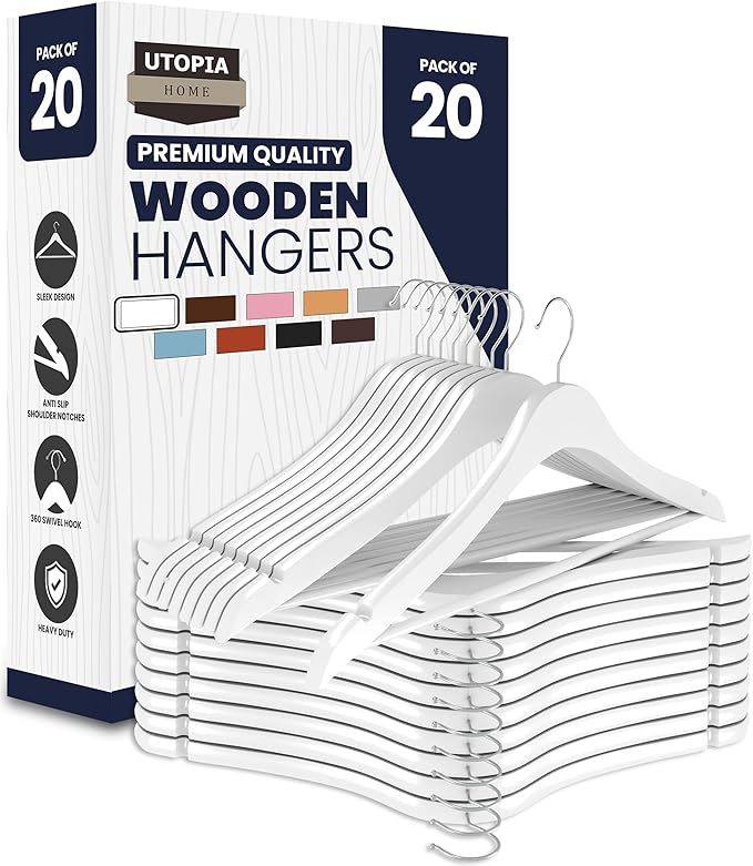 Utopia Home Premium Wooden Hangers 20 Pack by UTOPIAHOME