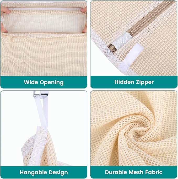 4Pcs Durable Cotton Mesh Laundry Bags - Image 8