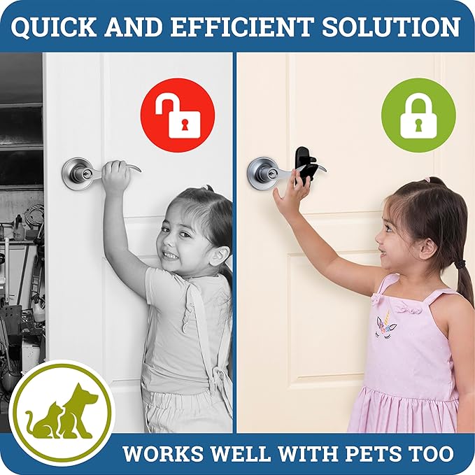 Door Lever Lock Prevents Toddlers from Opening Doors. 3.25" L * 1.5" W * 4.5" H - Image 4