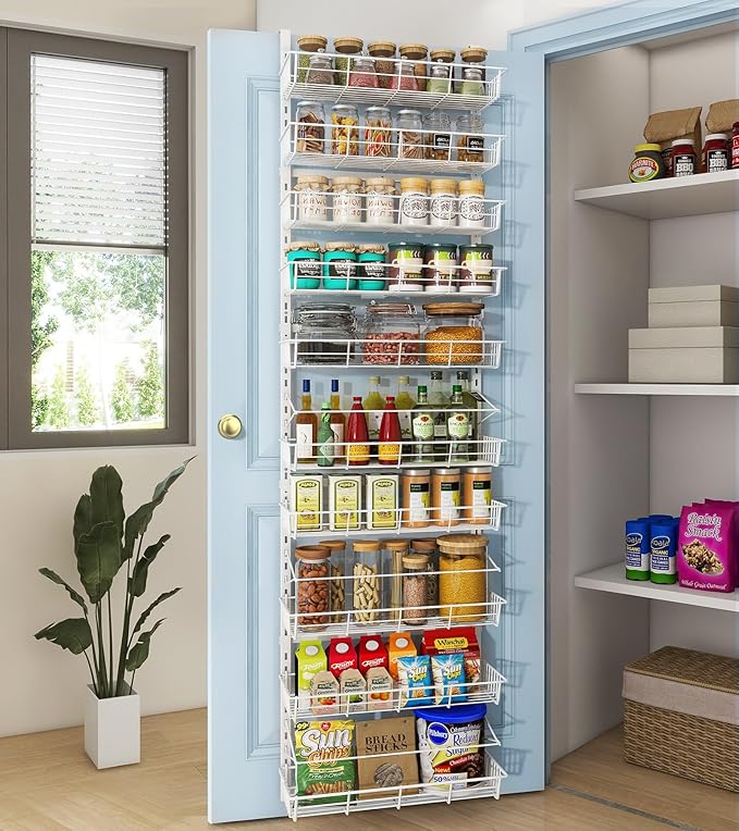 White 10-Tier Over The Door Pantry Organizer, Pantry Organization and Storage by Mefirt