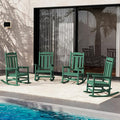 SERWALL Outdoor Rocking Chair Set of 4, Patio Rocking Chairs Set, HDPE Rocking Chair Outdoor for Adults, Heavy Duty Front Porch Rocker, Green by SERWALL