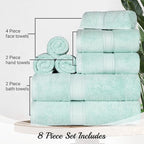 SUPERIOR Egyptian Cotton Pile 8 Piece Towel Set, Includes 2 Bath, 2 Hand - Image 4
