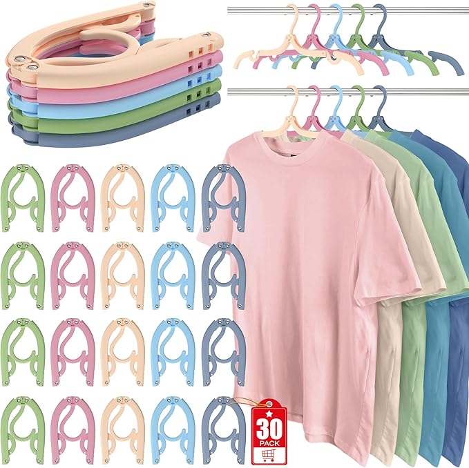 30 Pcs Travel Hangers Portable Foldable Travel Hanger Organizer, Plastic Cruise by Besslly