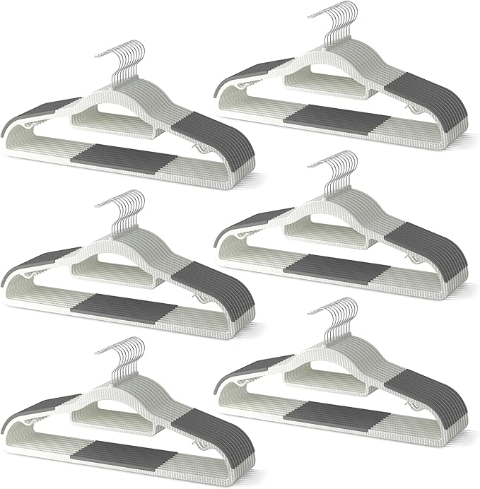 60 Pack Heavy Duty Plastic Hangers, Non Slip Clothes Hangers by MLKJHHI