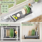 TOOLF Small Dish Drying Rack, Mini Expandable Compact Dish Rack, Slim - Image 3