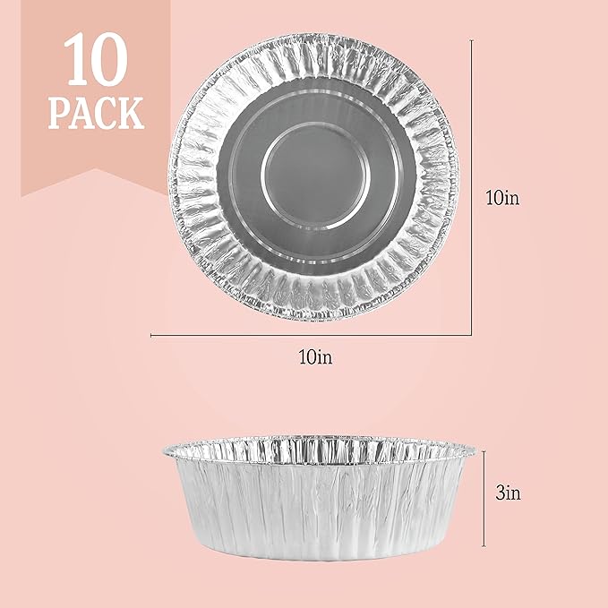 PLASTICPRO 10'' Inch Round Tin Foil Pans Disposable Aluminum, Extra Deep - Image 4