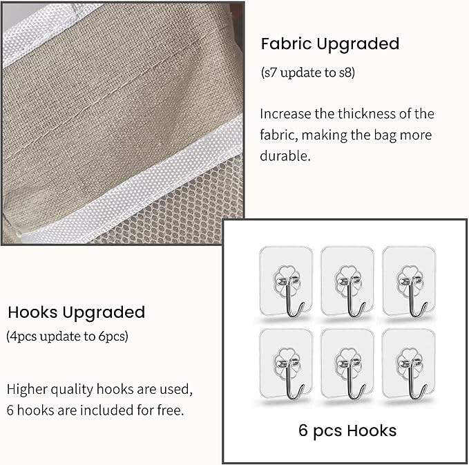 2pcs Light-Style Wall Hanging Storage Bag, Linen Fabric Door Hanging Organizer - Image 4