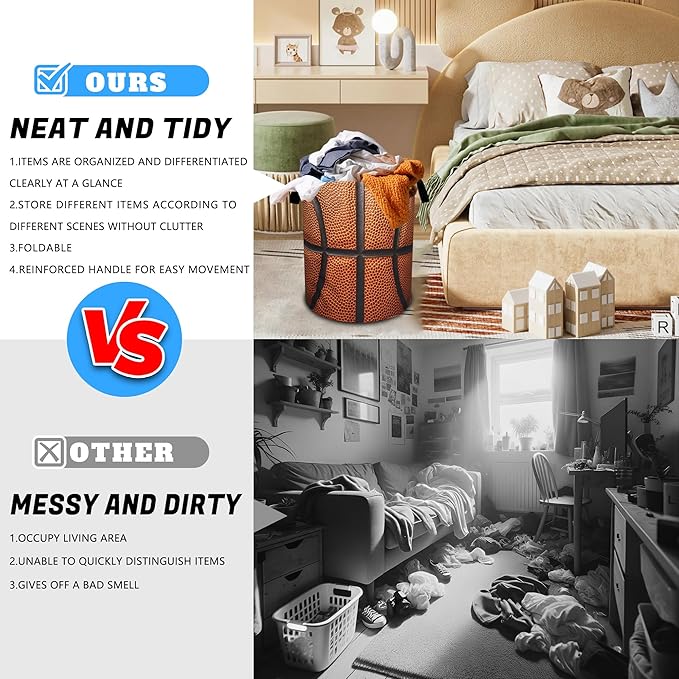 Basketball Laundry Basket Ball Texture Oxford Cloth Laundry Hamper - Image 5