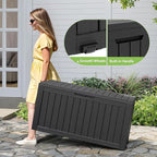 Outdoor Storage Box, Resin Deck Boxes Indoor and outdoor, Waterproof Storage Box Lockable Lid (Black, 75 Gallon) - Image 5