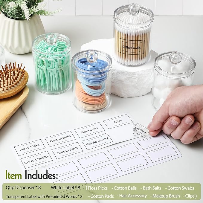 AOZITA 8 Pack Acrylic Qtip Holder Dispenser - Image 2