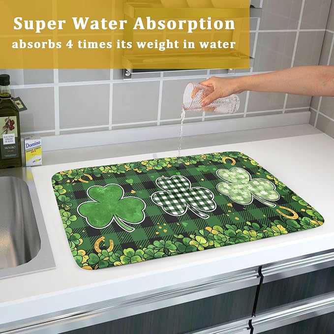 St Patrick's Day Green Clover Dish Drying Mat 18 x 24 Inch - Image 7