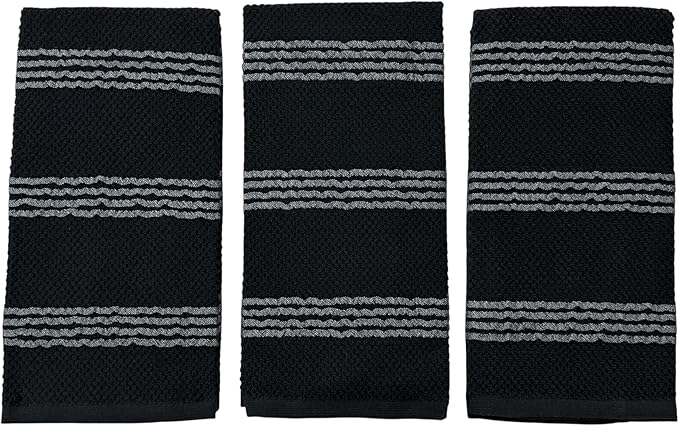 Serafina Home Black Kitchen Hand Dish Towels: Oversized 18" x 28", 100% Cotton - Image 3