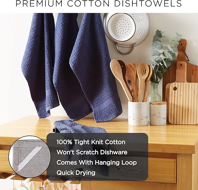 DII Basic Terry Collection Waffle Dishtowel Set, Solid Honey Gold, 4 Piece - Image 7