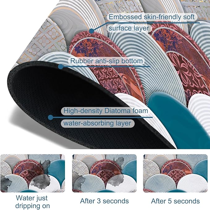 Wall Tiles Texture Sink Faucet Absorbing Mat Ceramic Decor Super Absorbent Fast - Image 3