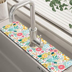 Colorful Floral Leaves Berries Kitchen Sink Splash Guard Mat Absorbent Fast by Unknown