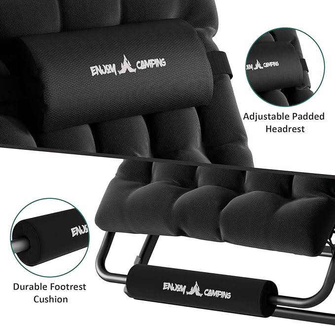 UDPATIO Oversized Zero Gravity Chair 33In XXL Patio Reclining Chair with Cushion, Outdoor Folding Recliner with Pillows|Cup Holder|Foot Rest|Padded Headrest, Black, Support 500LB - Image 4