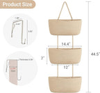 Dahey Over The Door Hanging Basket 3-Tier Woven Boho Wall Mounted Storage - Image 4