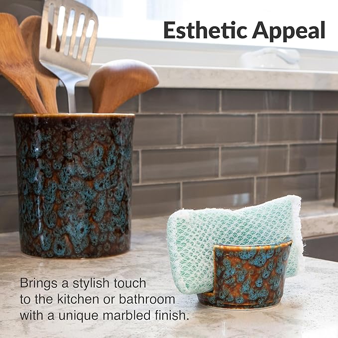 Elevated Lifestyle Ceramic Sponge Holder – Sink Caddy Organizer, Decorative - Image 5