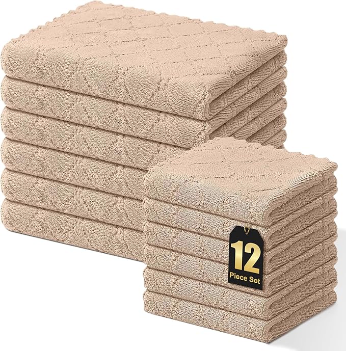 Homaxy Kitchen Towels and Dishcloths Set, 10 x 10 and 13 x 19 Inches, No Lint by Homaxy