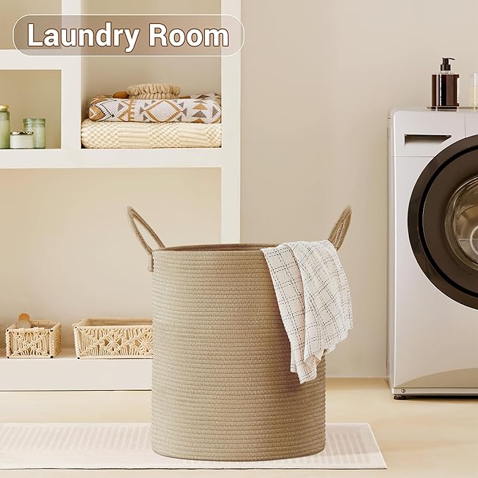 Tall Laundry Basket with Handles, 88L Portable Dirty Clothes Hamper, Boho - Image 6