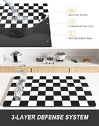 Rnivvi Dish Drying Mat for Kitchen Counter, 12 x 19" Cute Checkered Absorbent - Image 4