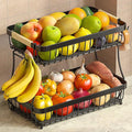 2 Tier Large Fruit Basket for Kitchen Counter by Sevenblue