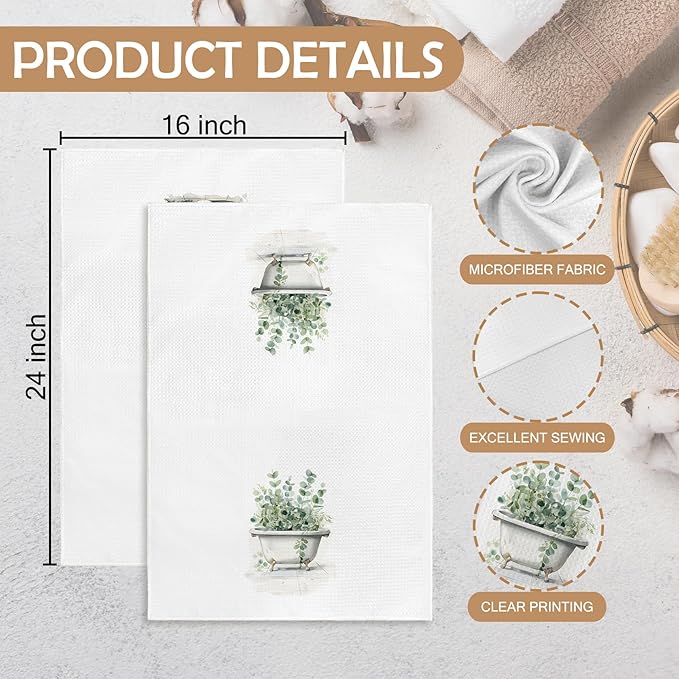 Sage Green Eucalyptus Hand Towels - Image 7