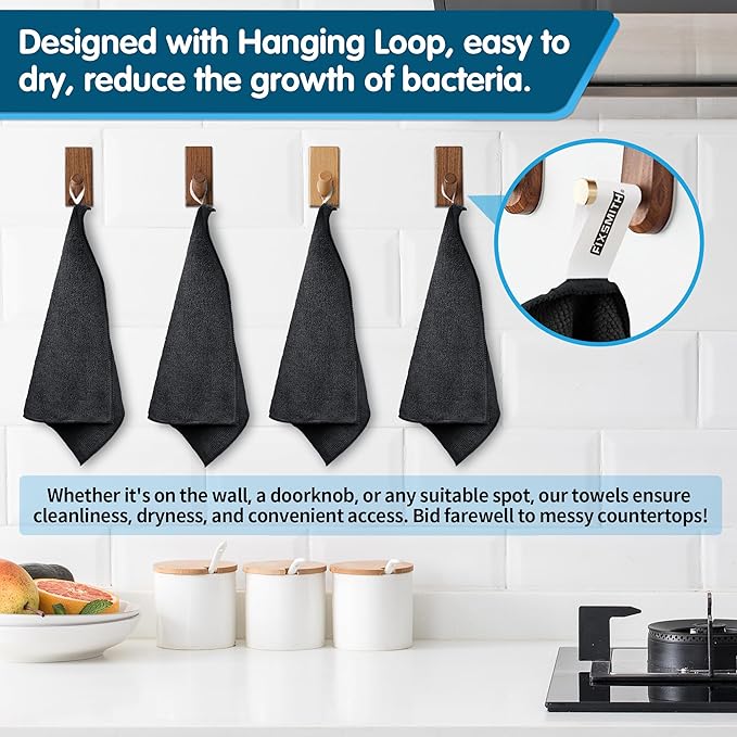 FIXSMITH Black Microfiber Cleaning Cloth -Pack of 8, Highly Absorbent Cleaning - Image 3