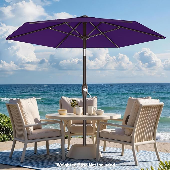 AreShark 7.5FT Patio Umbrella Table Market Umbrella with 6 Sturdy Ribs, Button Tilt/Crank, Heavy-Duty Outdoor Umbrellas for Pool, Deck, Garden and Backyard, Purple - Image 7