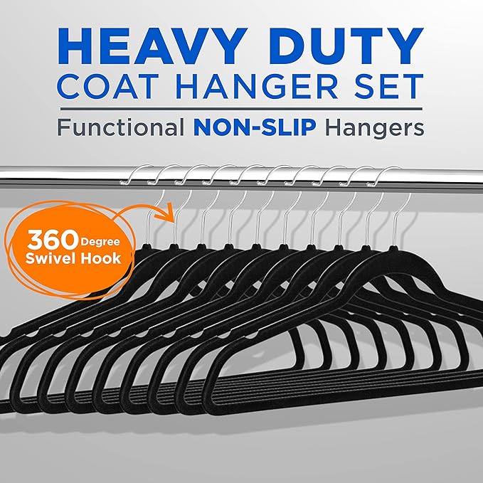 SereneLife Premium Non-Slip Velvet Hangers-Space Saving Heavy Duty Slim Suit - Image 2