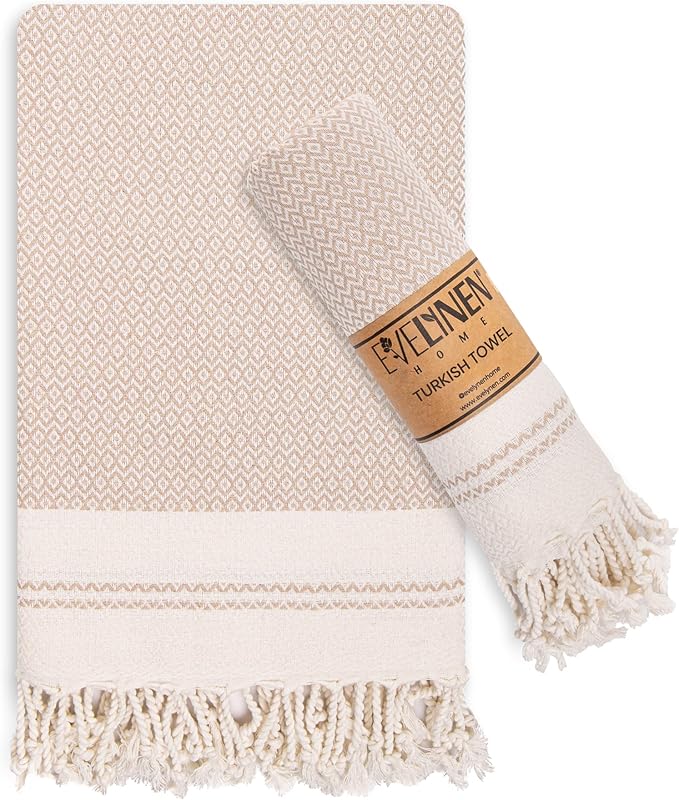 Evelynen Turkish Hand Towels for Bathroom & Kitchen Towels Decorative Set of 2 by EvelynenHome