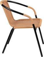 Flash Furniture Lila 4 Pack Beige Rattan Indoor-Outdoor Restaurant Stack Chair | Versatile and Stylish Seating - Image 9
