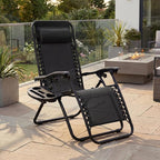 Best Choice Products Set of 2 Adjustable Steel Mesh Zero Gravity Lounge Chair Recliners w/Pillows and Cup Holder Trays - Black - Image 2