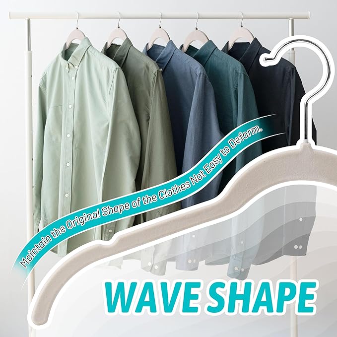 Premium Velvet Shirt Hangers 50 Pack, Non-Slip 360° Swivel Hook Slim Flocked - Image 5