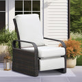 ART TO REAL Outdoor Recliner, Automatic Adjustable Wicker Lounge Recliner Chair with 5.12'' Thicken Cushion, All Weather Aluminum Frame, Brown Wicker + Beige Cushion by ATRARTTOREAL