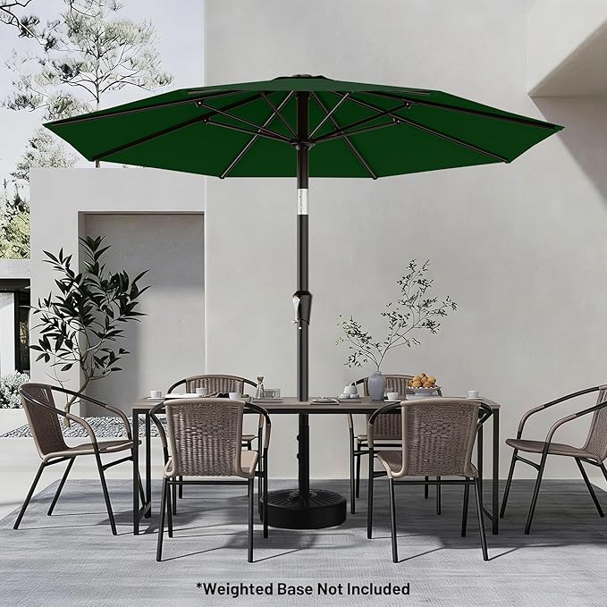 AreShark 9 FT Patio Umbrella for Outdoor, Outdoor Table Umbrella with Push Button Tilt and Crank, Outdoor Patio Umbrellas with 8 Sturdy Ribs for Market, Garden, Pool (Dark Green) - Image 6