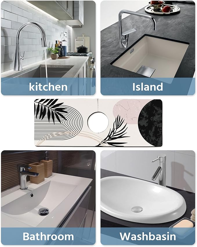 Patterned Sink Faucet Mat Kitchen Splash Guard Super Absorbent Drying Mat - Image 6