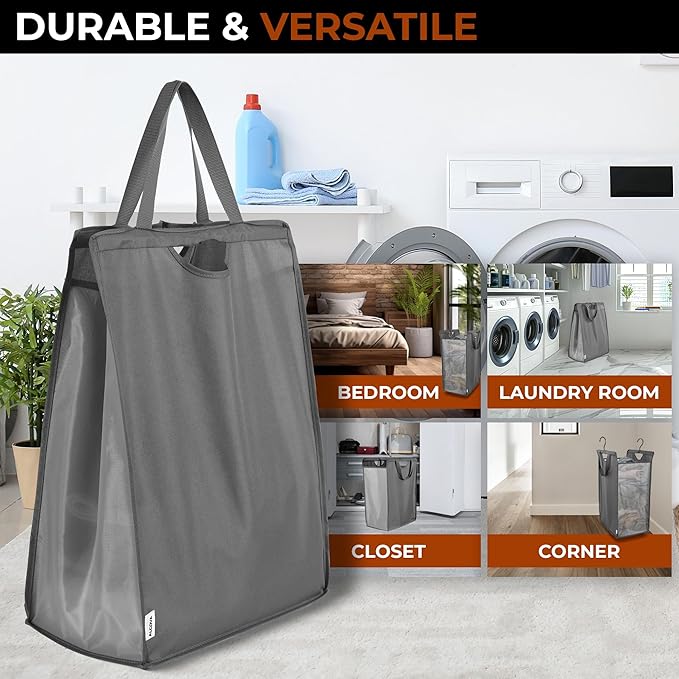 ALCOVA 2 Pack Hanging Laundry Hamper, Space-Saving Mesh Hanging Laundry Bag - Image 8