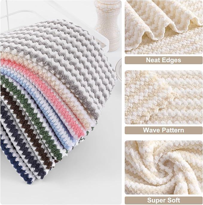 Homaxy 12 Pack Kitchen Dish Cloths, Ultra Soft and Absorbent Dish Towels - Image 2