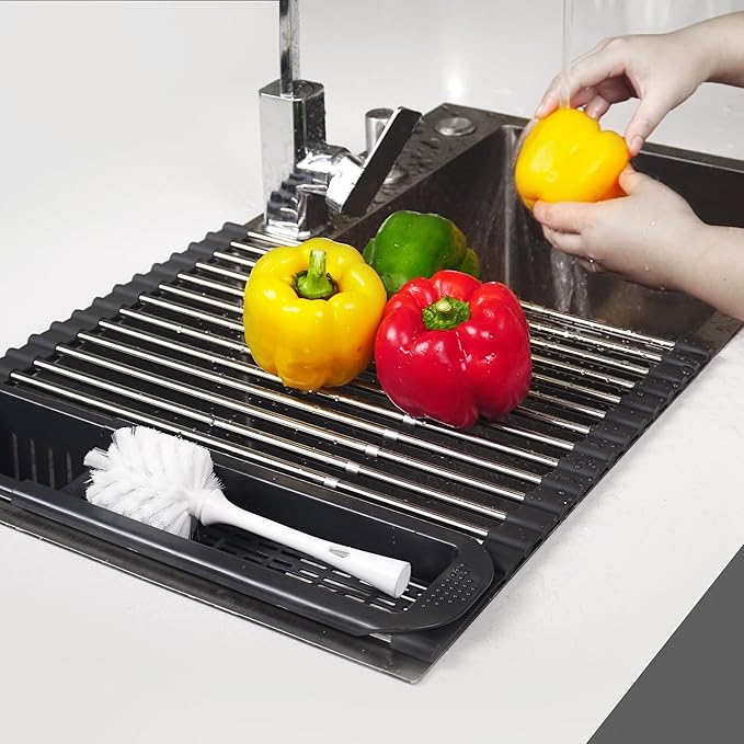 Roll Up Dish Drying Rack Over The Sink, 304 Stainless Stee Dish Drainer - Image 4