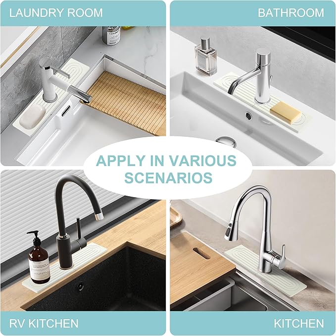 Faucet Mat for Kitchen Sink, Diatomite Fast Drying Stone Sink Tray, Super - Image 7